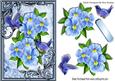 Blue Birds and Blue Flowers in Ornate Frame