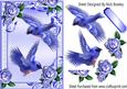 Blue Birds Flying and Blue Roses in Ornate Frame