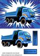 Blue Dumper Truck with Funky Background