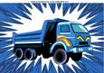 Blue Dumper Truck with Funky Background A4