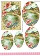 Pretty Cottage with Flowers Oval Pyramids