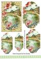 Pretty Cottage with Flowers Bracket Pyramids