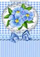 Gingham & Lace with Pretty Blue Flowers & Bow A4