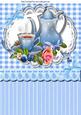 Pretty Blue Porcelaine China with Roses on Lace A4