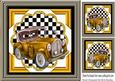 Gold Vintage Car with Chequered Frame 8x8