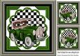 Green Vintage Car with Chequered Frame 8x8
