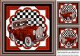 Red Vintage Car with Chequered Frame 8x8