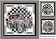 Silver Vintage Car with Chequered Frame 8x8