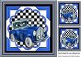 Blue Vintage Car with Chequered Frame 8x8
