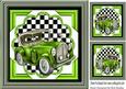 Lime Green Vintage Car with Chequered Frame 8x8