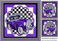 Purple Vintage Car with Chequered Frame 8x8