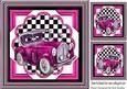 Pink Vintage Car with Chequered Frame 8x8