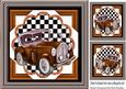 Brown Vintage Car with Chequered Frame 8x8
