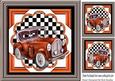Burnt Orange Vintage Car with Chequered Frame 8x8