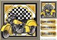 Gold Motorbike with Chequered Frame 8x8
