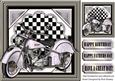 Silver Motorbike with Chequered Frame 8x8