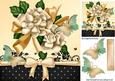 Pretty Gold and Cream Flowers with Bow and Butterflies 8x8