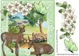 Pretty Cotswold Cottages in the Meadow with Deers 8x8