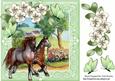 Pretty Cotswold Cottages in the Meadow with Horses 8x8