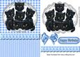 Six Cute Little Black Kittens on Lace with Bow