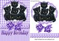 Six Cute Little Black Kittens on Lace with Purple Bow