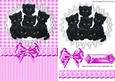 Six Cute Little Black Kittens on Lace with Pink Bow