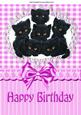Six Cute Little Black Kittens on Lace with Pink Bow A4