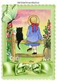 Girl with Her Cat Sitting on a Fence in the Sunshine A4