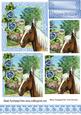 Beautiful Palomino Horse in the Meadow with Roses Pyramids