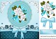 Pretty Turq Lace Doilie with Flowers and Bow 8x8