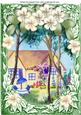 Tea in the Garden with Pretty Flowers and Cottage A4