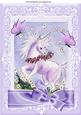Sweet Little Unicorn with Flowers and Lilac Bow A4