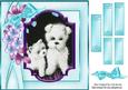Cute Little Westies with Flowers in Turq Frame 8x8