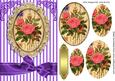 Pretty Pink Roses on a Script with a Purple Bow Oval Pyramid