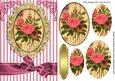 Pretty Pink Roses on a Script, with a Pink Bow Oval Pyramids