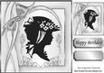 Lovely Vintage Silhouette Lady with Silver Bow 8x8