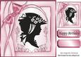 Lovely Vintage Silhouette Lady with Rose Bow 8x8