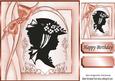 Lovely Vintage Silhouette Lady with Peach Bow 8x8