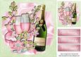 Pretty Pink Flowers, with Pink Champagne in Ornate Frame 8x8