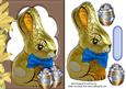 Chocolate Bunny in Foil with Big Blue Bow & Eggs