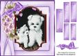 Cute Little Westies with Flowers in Lilac Frame 8x8