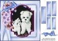 Cute Little Westies with Flowers in Blue Frame 8x8