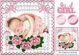 Sleepy Baby Girl in Lace Frame with Roses & Bottle 8x8