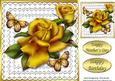 Gold Roses and Butterflies on Lace 8x8