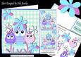 Cute Family of Lilac Owls in a Flower Pot, with Flowers Kit