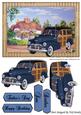Blue 1948 Vintage Woody, with Pretty Cottage