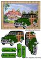 Green 1948 Vintage Woody, with Pretty Cottage