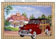 Red 1948 Vintage Woody, with Pretty Cottage A4