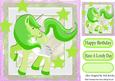 Pretty Green Unicorn with Stars 8x8