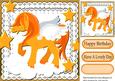 Pretty Orange Unicorn with Stars on Lace 8x8